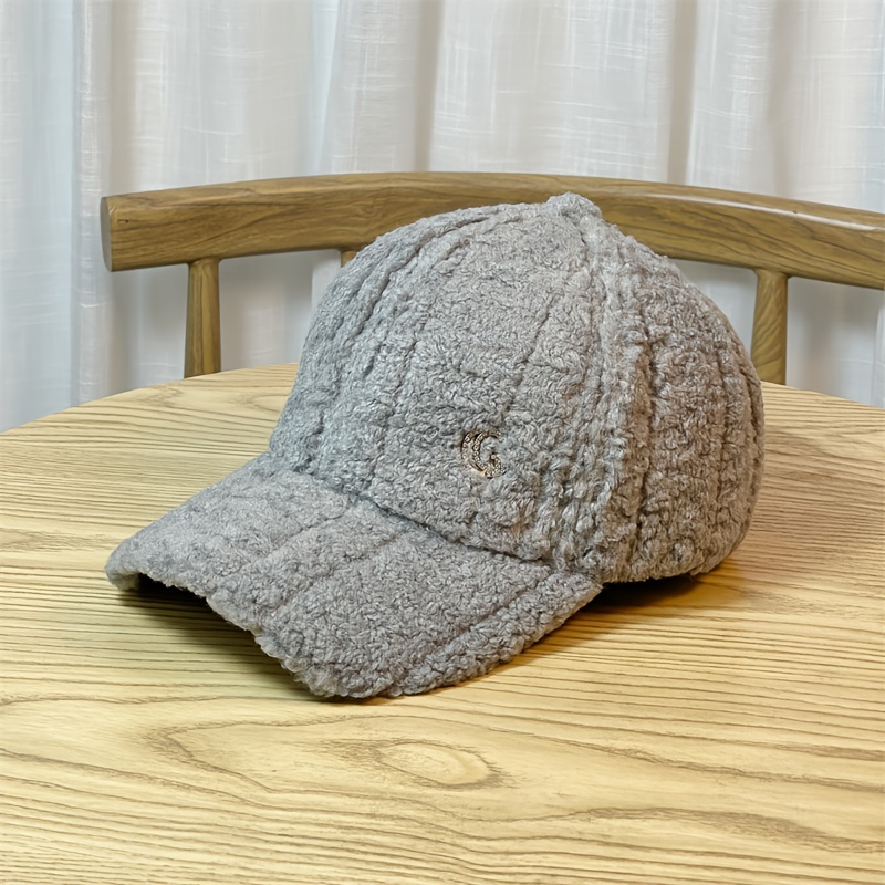 Thick Plush Warm Baseball Solid Color Trendy Dad Hat - Temu Canada