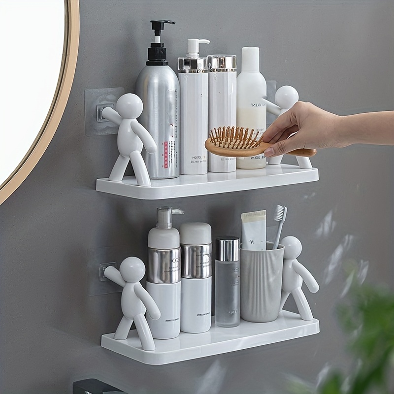 Creative Punch Free Floating Shelves For Wall, 2 Cute Figure, Wall