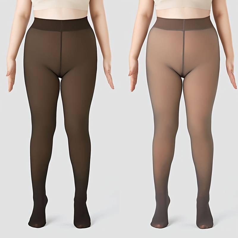 Plus Size Casual Leggings Stockings Women's Plus 100d Solid - Temu