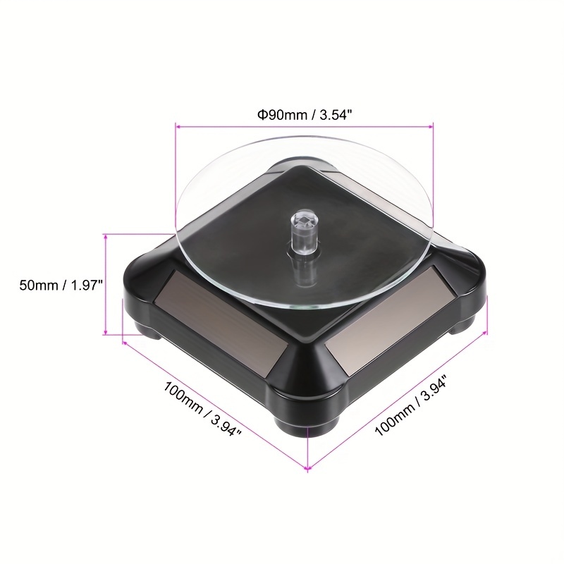 Solar Showcase 360 Degrees Display Stand, Rotating Turntable with LED Light for Watch Phone Jewelry Display Stand(Black)