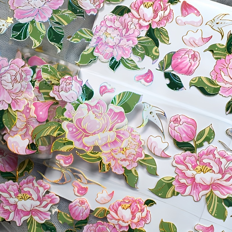Laser Flower Pet Tape Vintage Floral Decorative Stickers For - Temu