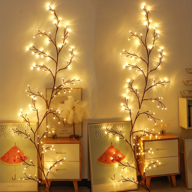 

1pc 8 Modes Bendable Willow Vine Lights For Home Decor - 5.9ft, 96 Leds, Perfect For Christmas Party And Holiday Decor