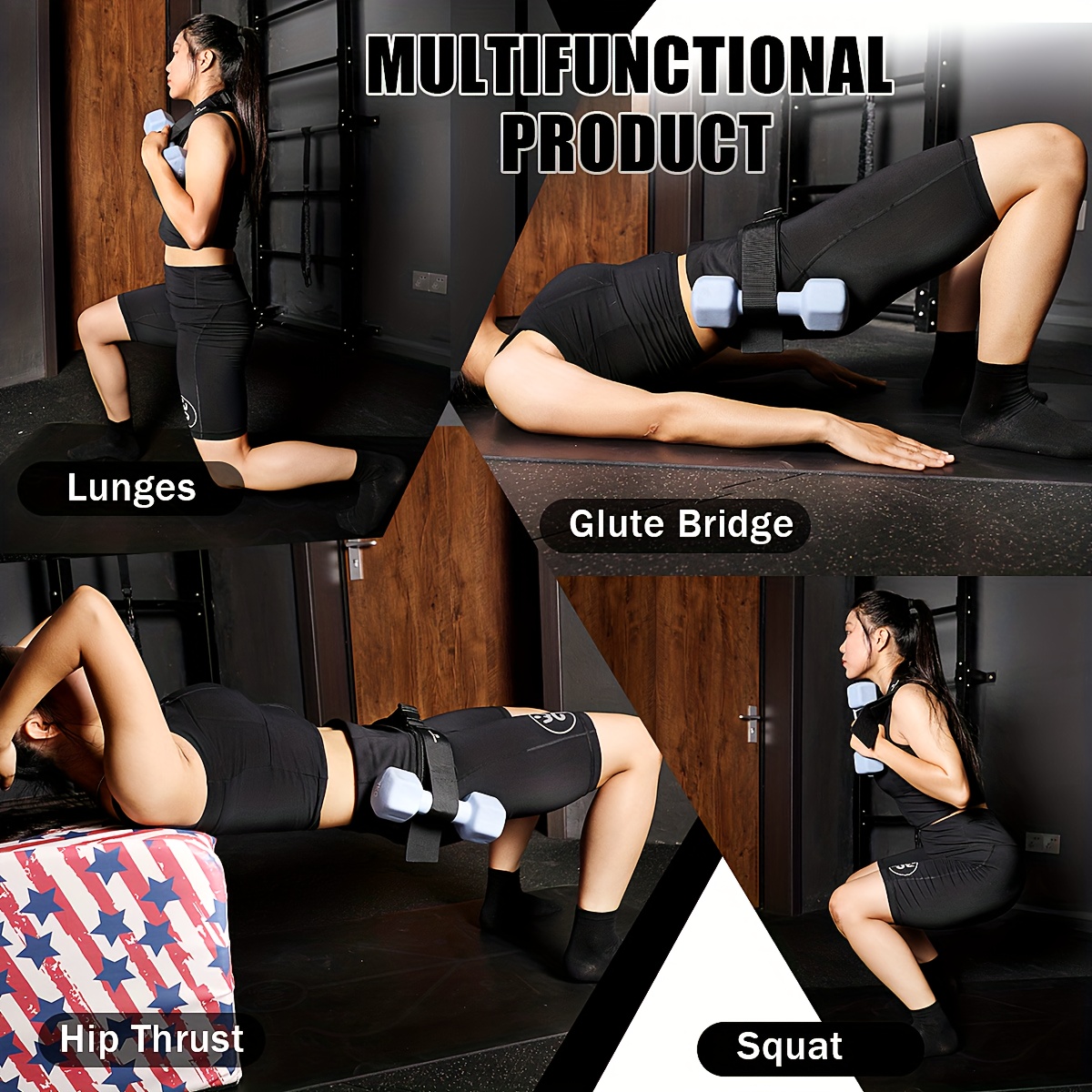 Hip Thrust Belt, Exercise Booty Belt for Hip Thrust Use with Dumbbells,  Kettlebells, Plates, With Slip-Resistant Padding Protects Your Hips for the