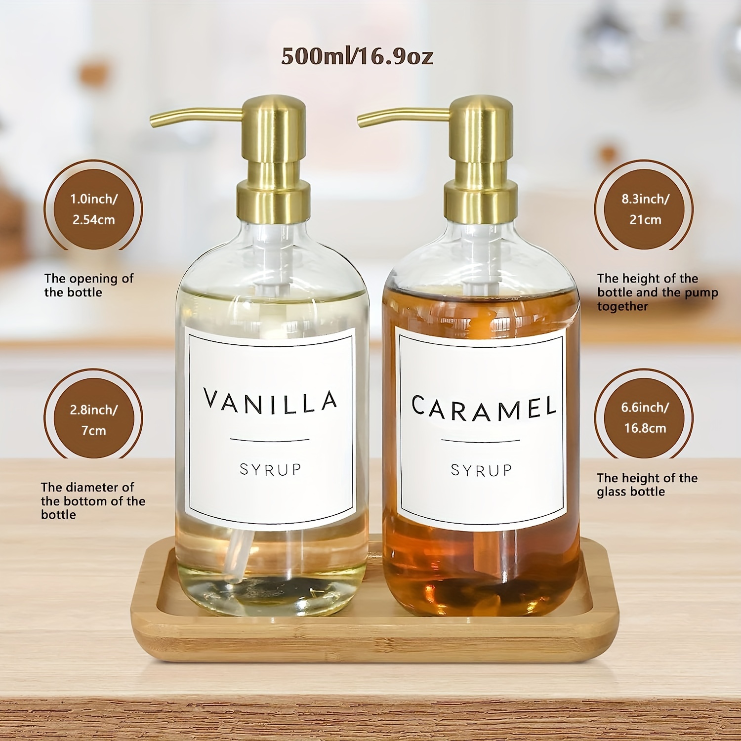 Coffee Syrup Dispenser For Coffee Bar, Coffee Pump Dispenser Coffee Bar  Accessories, Glass Syrup Bottle With Pumps And Labels For Honey Dispenser,  Stainless Steel Coffee Pump - Temu