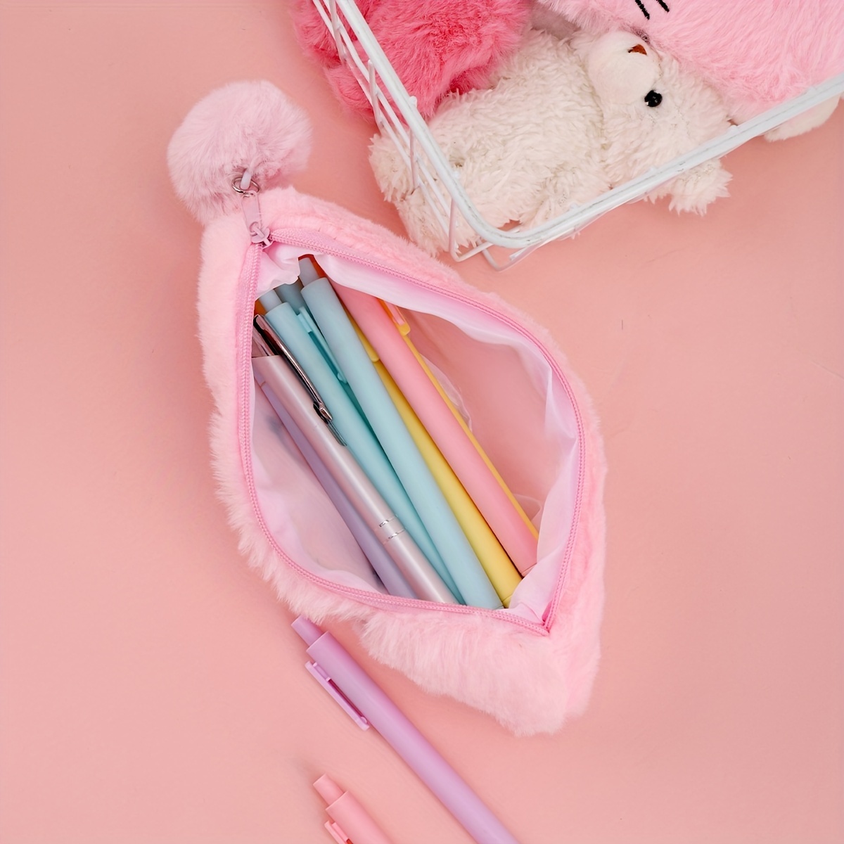 Pen Organizer Case Pencil Case Cosmetic Bag#Pink 