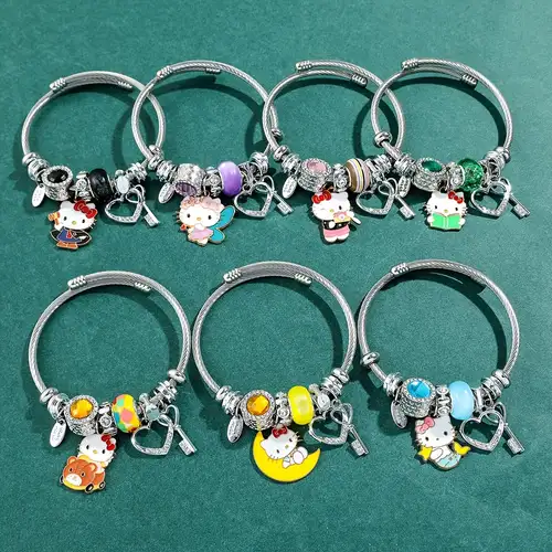 Kawaii Sanrio Hello Kitty Charm Bracelets Cartoon KT Bangle Women Chains  Accessories Y2k Girls Fashion Bracelets Christmas Gifts - AliExpress