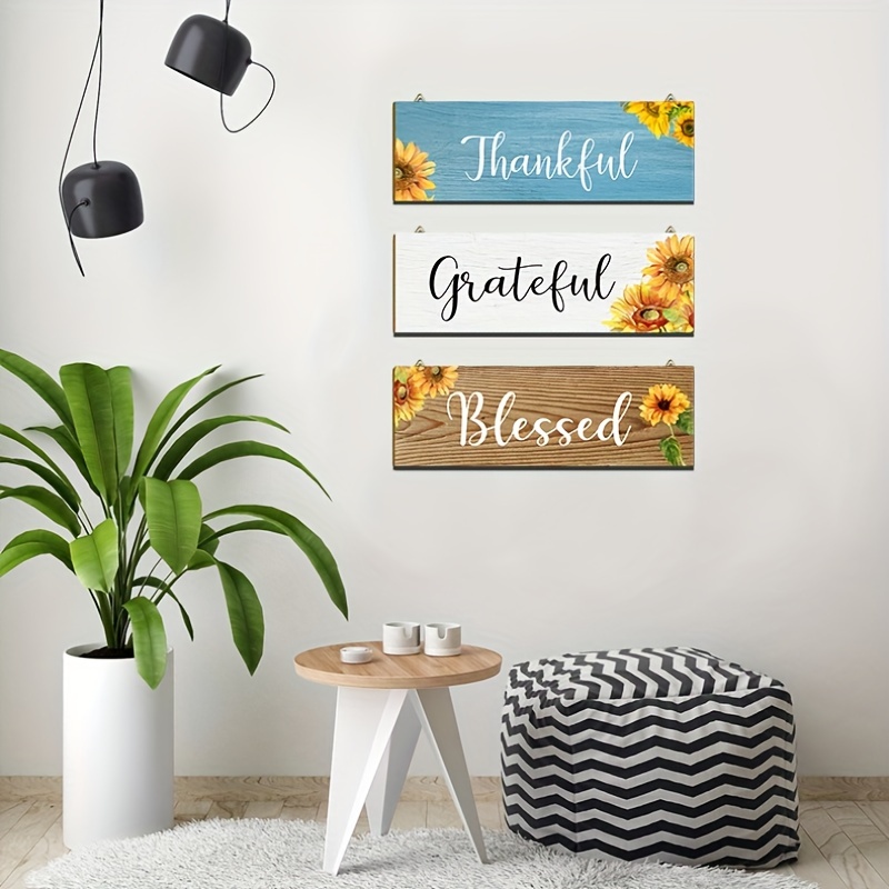 Sunflower Kitchen Decor Summer Decor Blessed Thankful Wooden