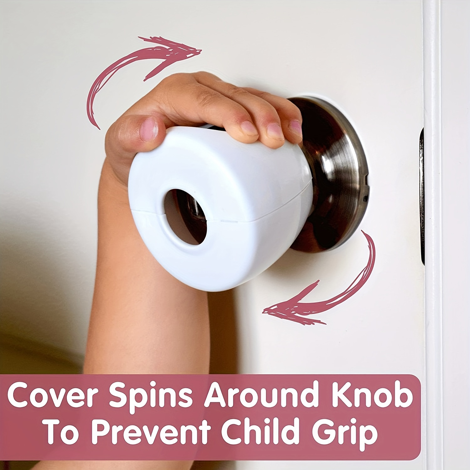 Door Knob Safety Cover (4 Pack) by Wittle | Child Proof Door Lock