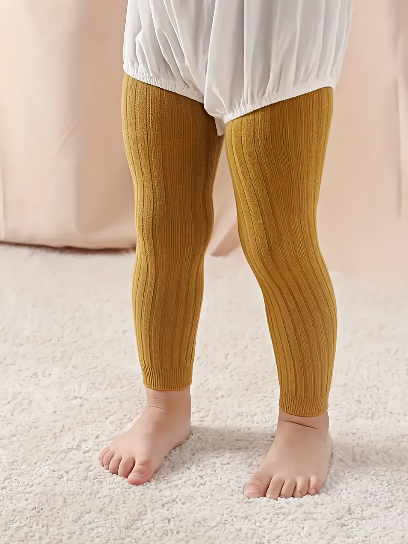 Baby Girls Solid Bowknot Decor Ultra Stretch Leggings - Temu