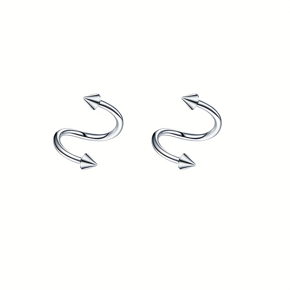 2pcs 16g Spiral Barbell Cartilage Earring Tragus Brow Ring Spiral Twist Rod  Steel Stud Ball Pick Size Stainless Steel Twisted Earrings Spiral Spiral S