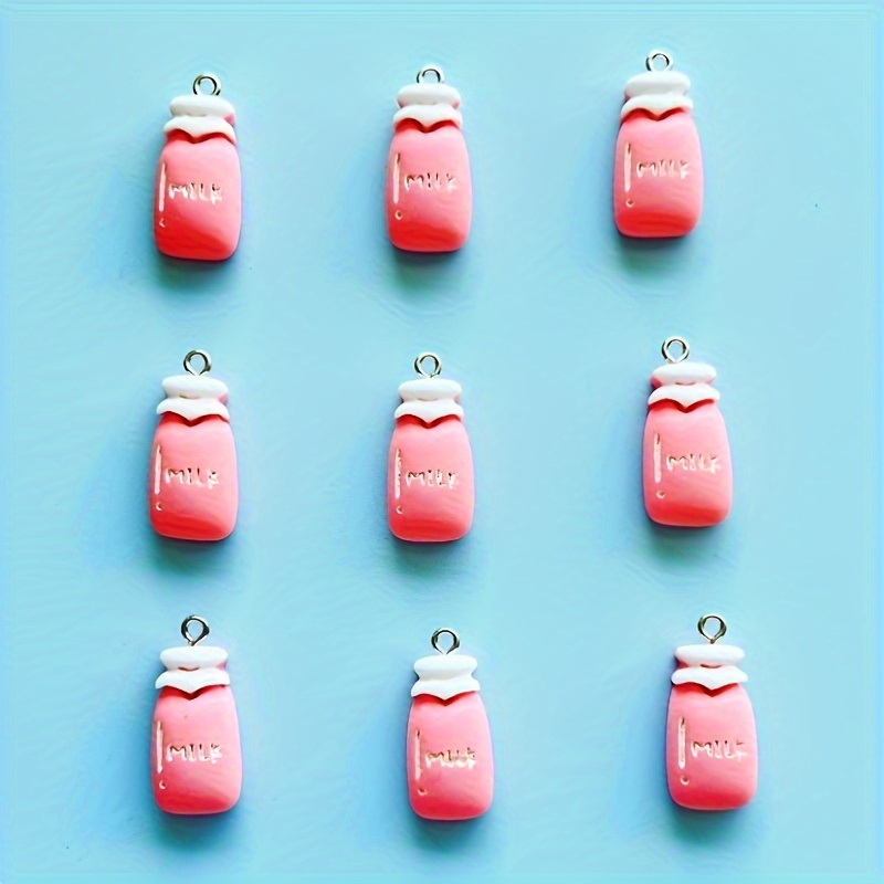 9pcs Delicious Milk Bottle Pendants Resin Milk Charms for DIY Necklaces, Earrings, Pendants, Keychains and Other Accessories,Temu