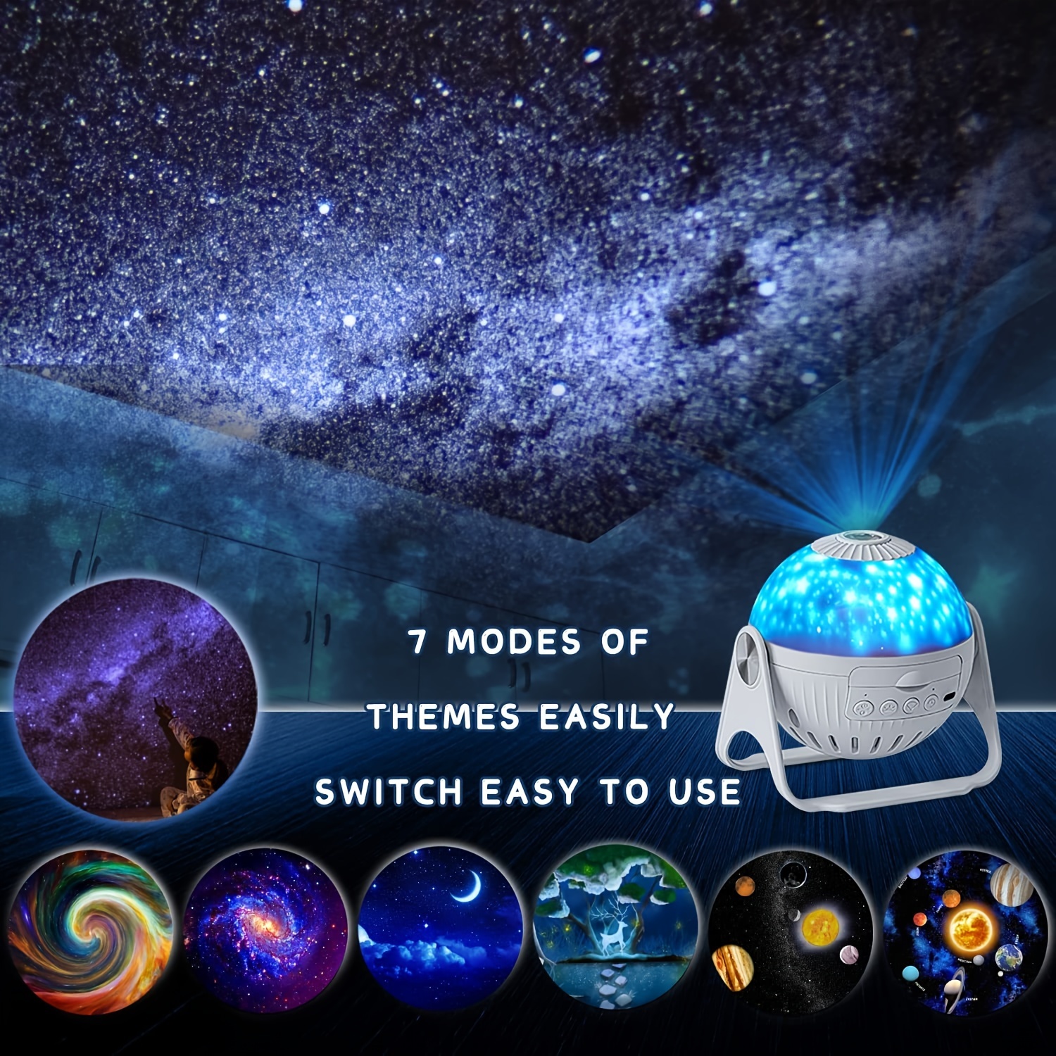 Planetarium Projector Star Projector Galaxy Projector-7 in 1 Constellation  Projector,360° Adjustable with Planets Nebulae Moon, Ceiling Projector for