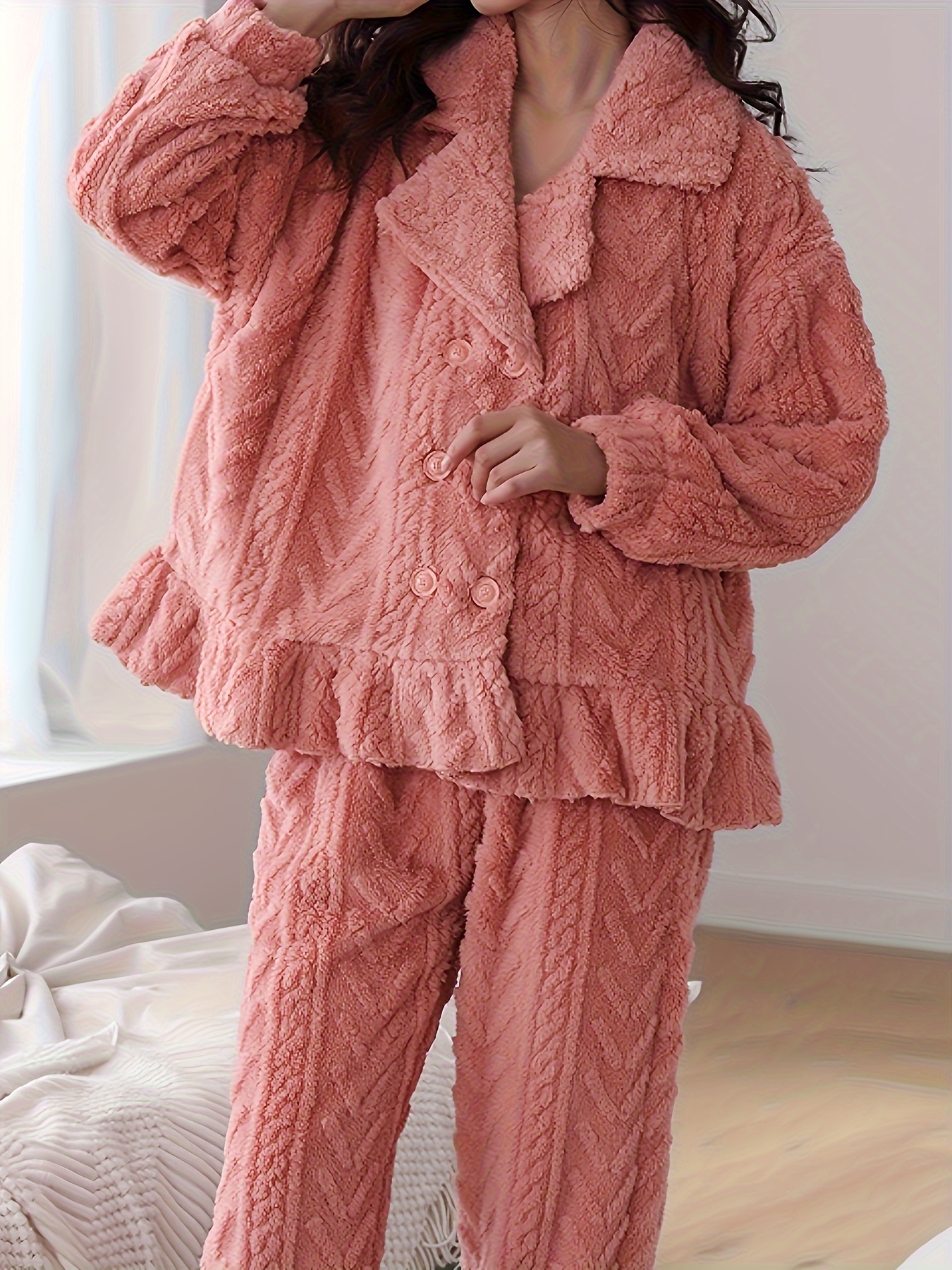 Fleece button hot sale up pajamas