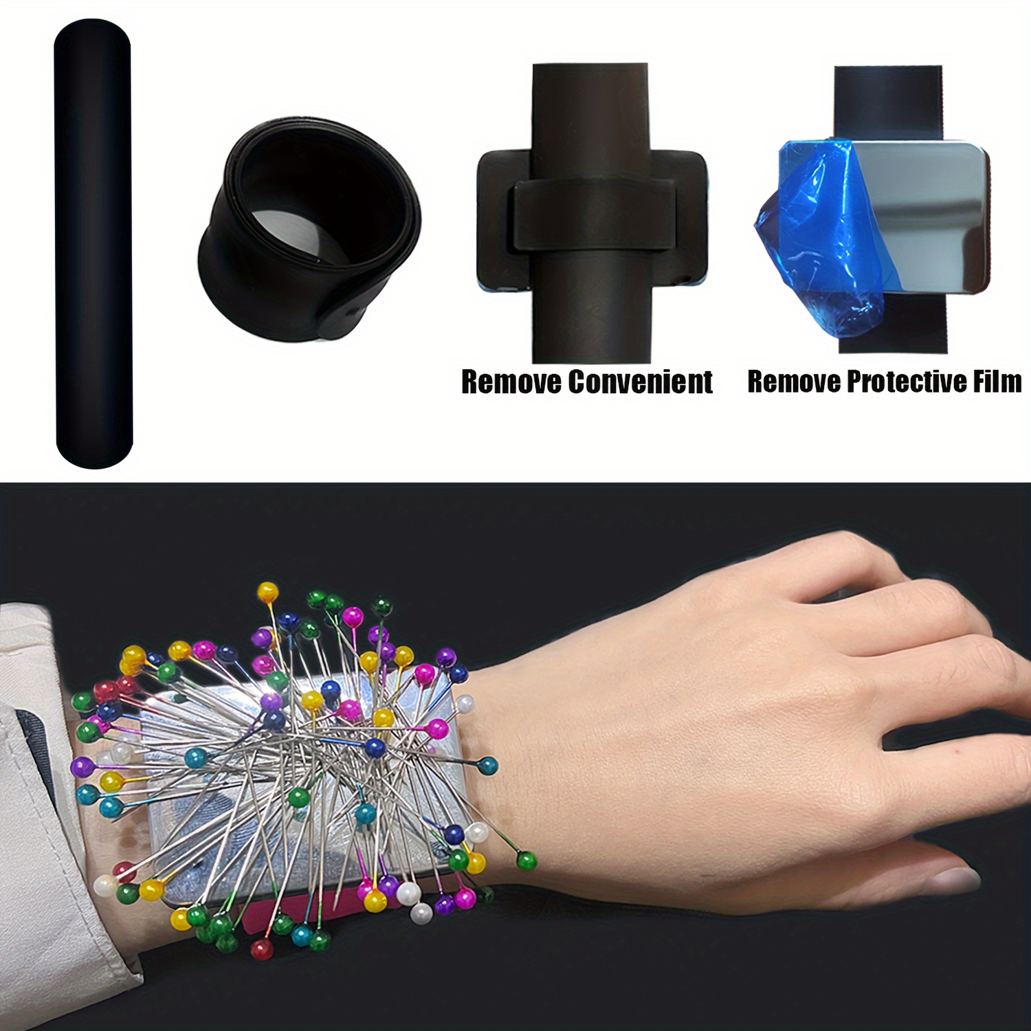Magnetic Wristband for Hair Stylist Pin Wristband Wrist Pin Holder Braiders  Wristband for Gel Silicone Sewing Pincushion with 3 Pieces Pintail Comb 6  Pieces Plastic Clip (Blue Wrist Strap)