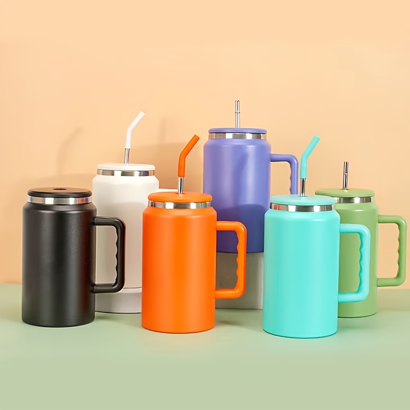 Reusable Vacuum Tumbler With Lid And Straw Insulated Double - Temu