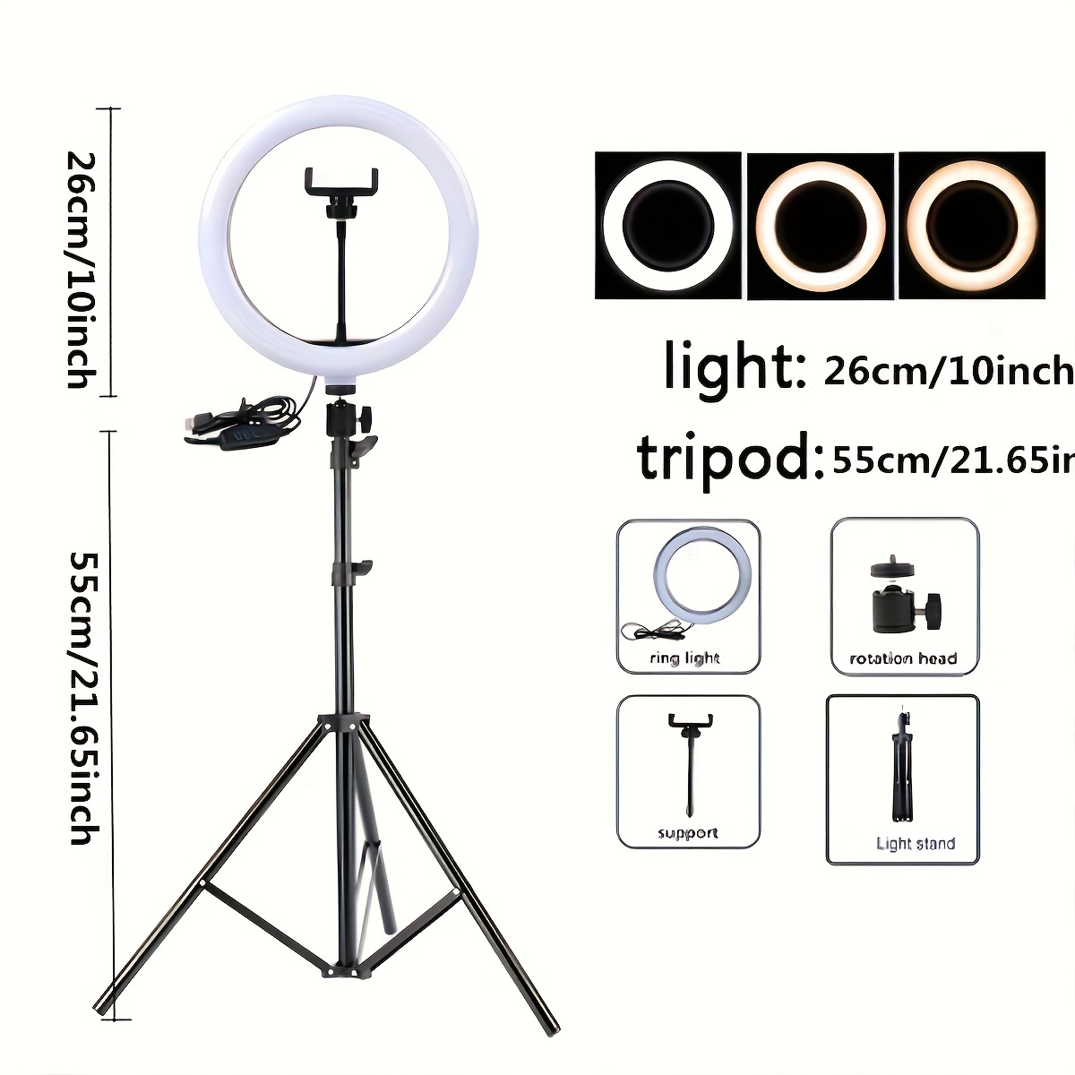 Anillo de luz Led para fotografía, lámpara, con soporte móvil