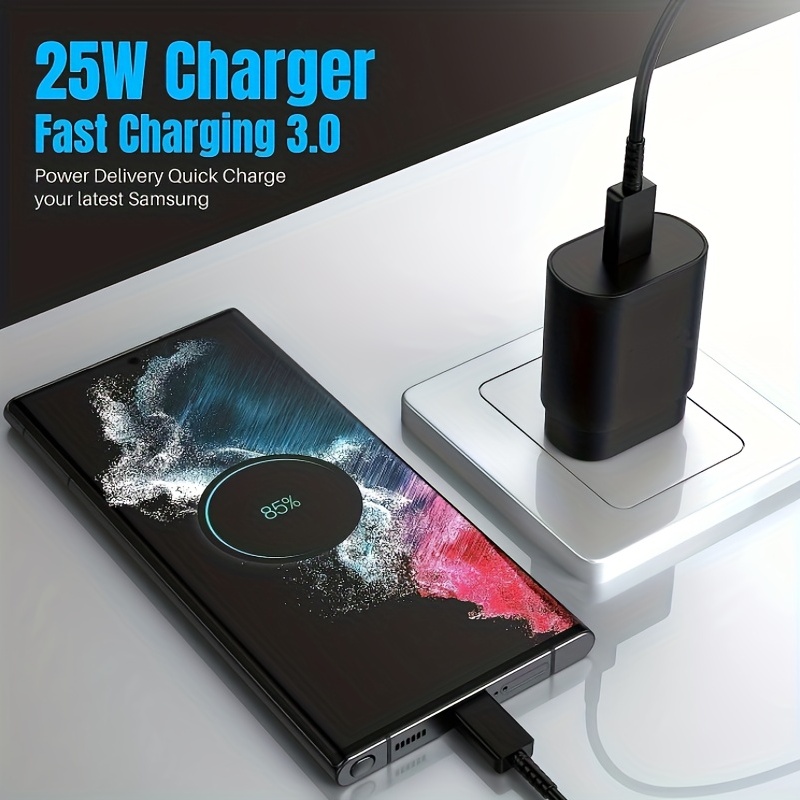 25W Chargeur USB C pour Samsung A54 A14 A23 5G S23 S22 S21 S20