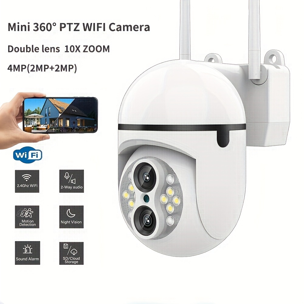 Evkvo 4mp Wireless Security Camera 2k Full Hd Wifi Double - Temu