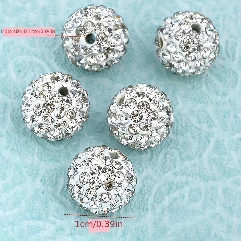 12mm White Rhinestone Round Polymer Clay Beads