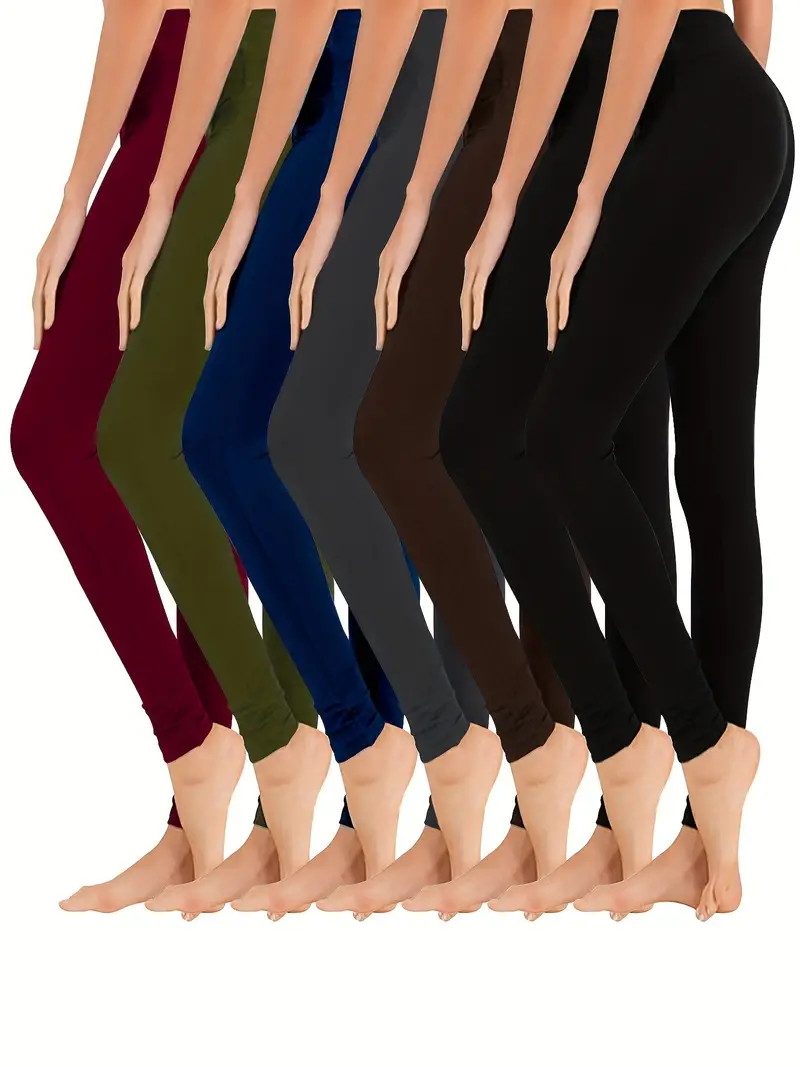 7pcs Women's High Waisted Sports Yoga Leggings, Soft Tummy Control Athletic  Pants For Running Workout, Women's Activewear