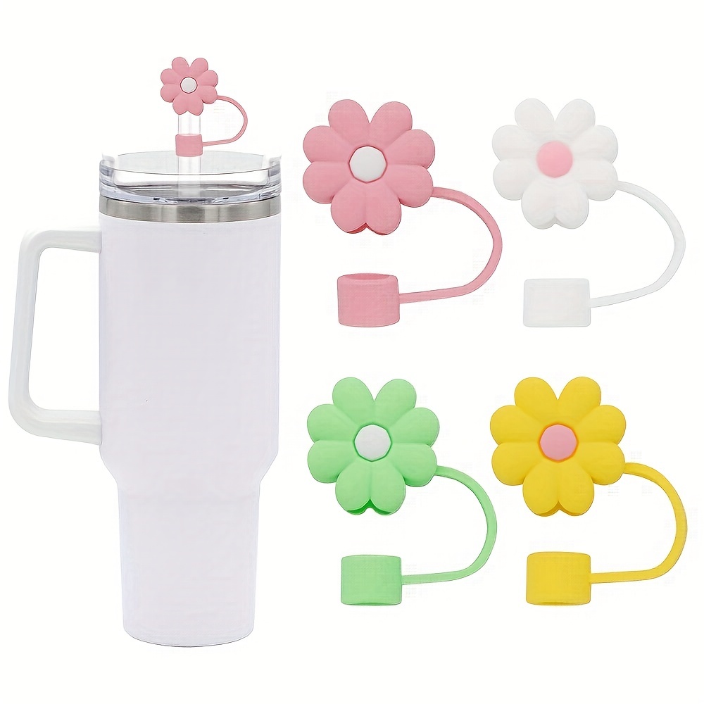 Cute Cartoon Love Flower Straw Cover, Reusable Dustproof Silicone Straw For  Straw, Cup Accessories - Temu
