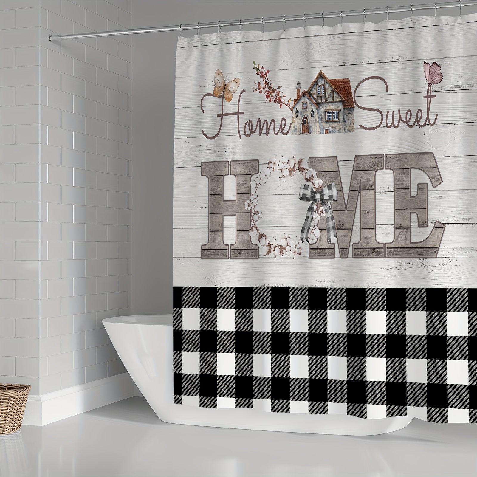 Small Checkered Shower Curtain Waterproof Shower Curtain - Temu