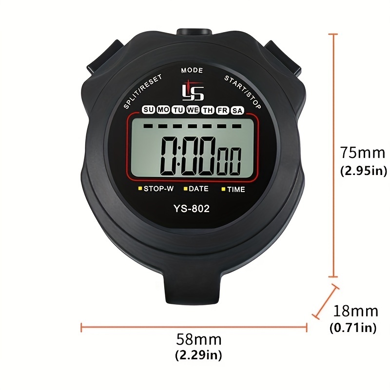Digital Timer Multi-Functional Stop Watch (Black)