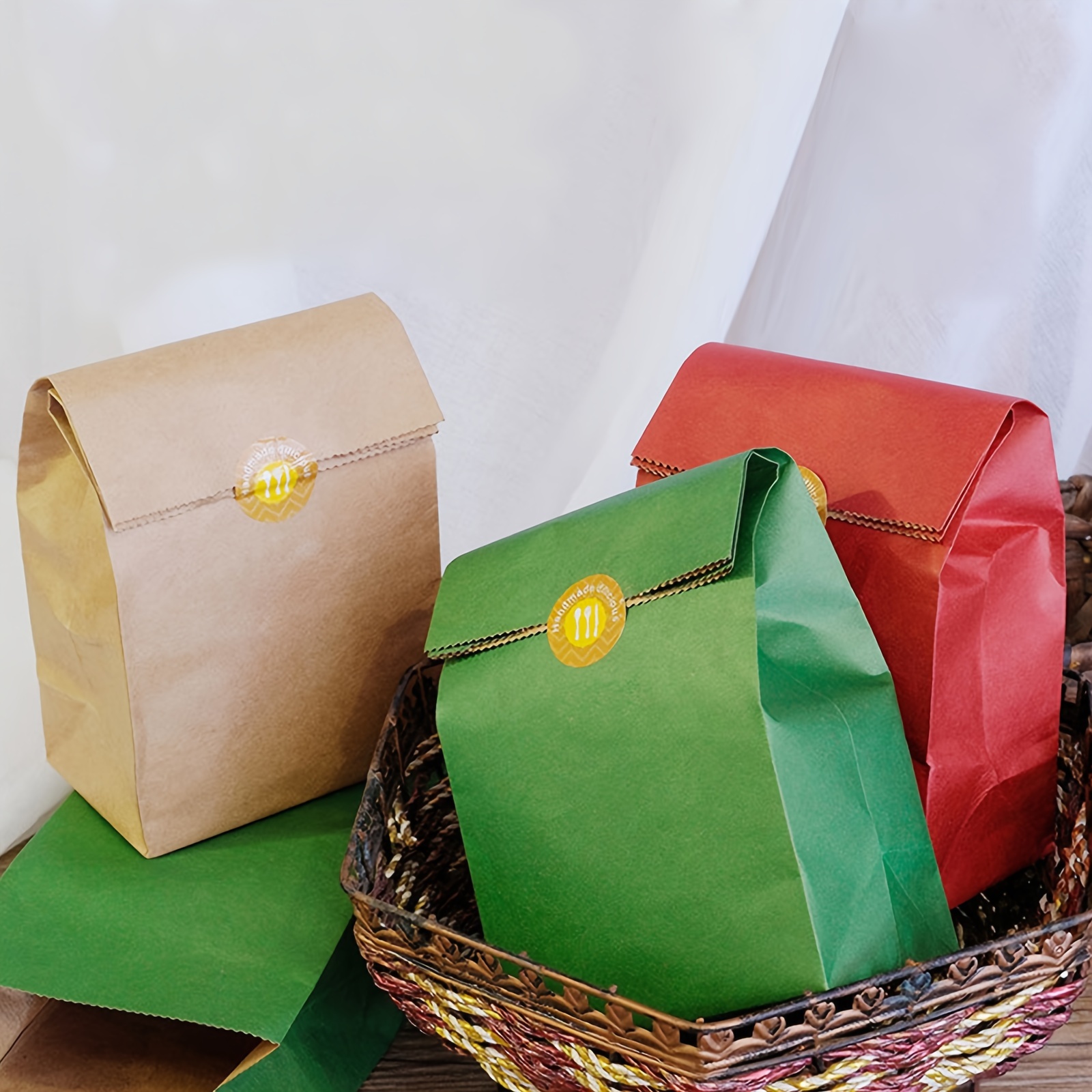 Stand Up Wave Colored Paper Bags, Open Top Gift Packing, Paper Treat Gift  Bag, New Favor