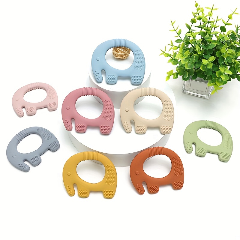 

1pc Cute Food Grade Silicone Teether, Cartoon Animal Teether, Bpa Free Colorful Elephant Teether, Soft Textured Teether