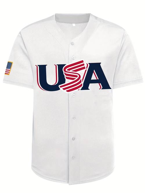 mens usa baseball jersey classic baseball shirt breathable embroidery button up stitching sports uniform for training competition