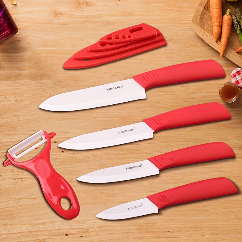 Ceramic Kitchen Knife Set With Acrylic Knife Holder - Temu