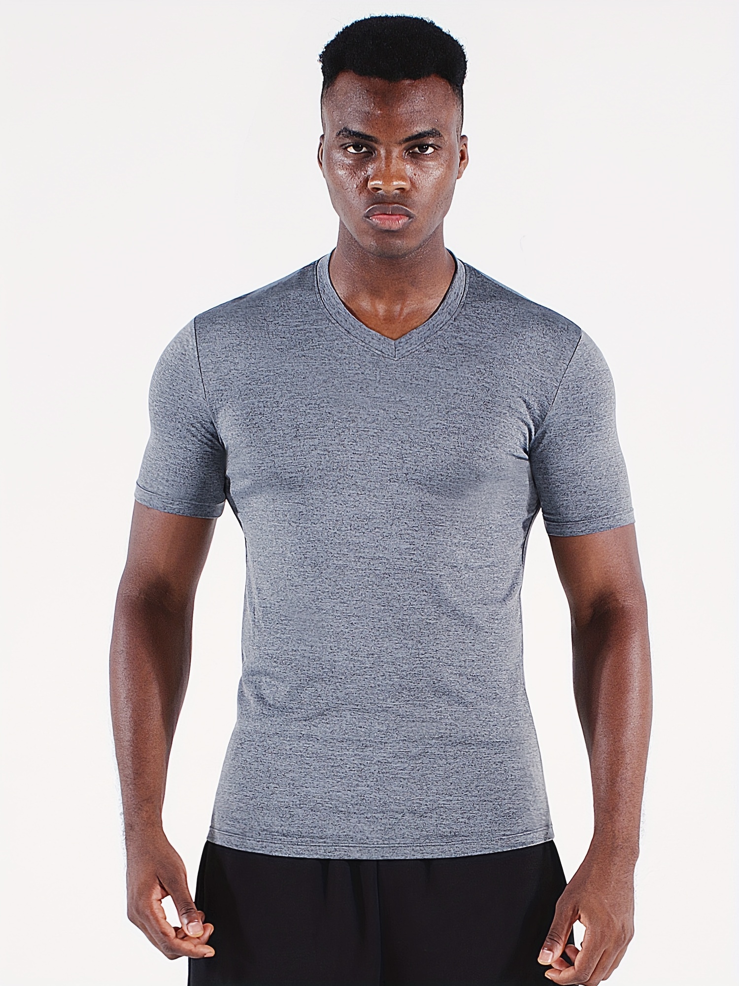 Men's Compression T shirt High Stretch Breathable V neck - Temu