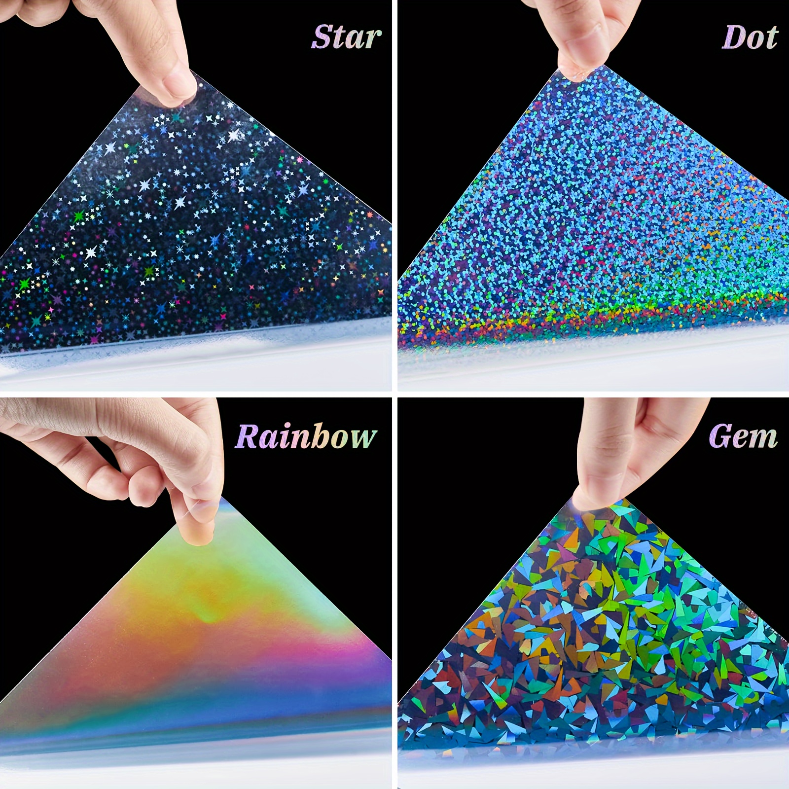 36 Sheets Holographic Sticker Paper, Transparent Holographic Vinyl Laminate  Film, Clear Overlay Lamination Sticker Paper Self Adhesive Waterproof 