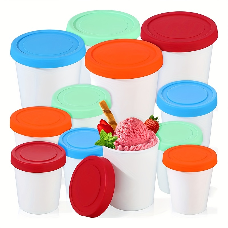 4Pcs Ice Cream Freezer Storage Containers Round Dessert Cups