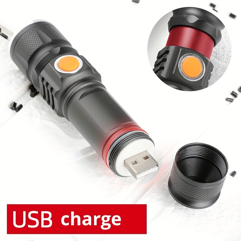 Waterproof Usb Rechargeable Flashlight With 3 Modes Perfect For Fishing  Camping And Patrols - Sports & Outdoors - Temu