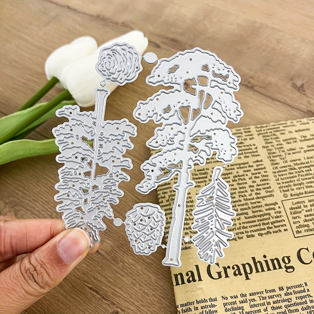 Pine Trees Pattern Metal Cutting Dies Stencils Diy - Temu