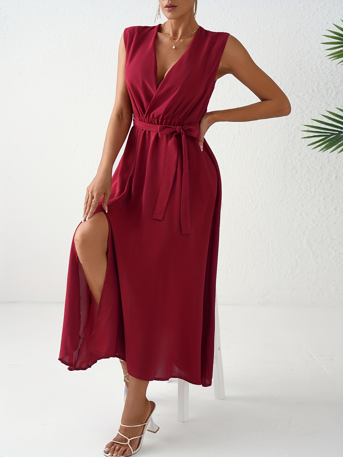 Thigh split wrap outlet dress