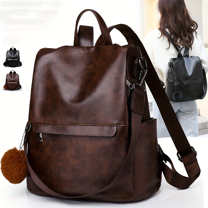 solid color backpack purse womens two way shoulder bag anti theft travel school bag