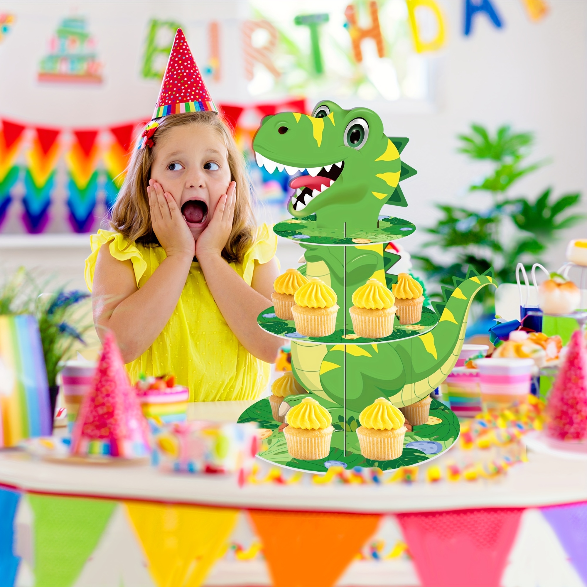 Set, Décorations De Fête De Design De Dinosaure Jurassic Park Support De  Cupcake En Papier, Support De Gâteau À 3 Niveaux Pour Fête D'anniversaire,  Décor De Fête, Fournitures De Fête, Décor De