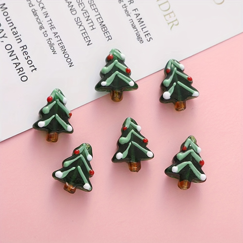 Glass Christmas Theme Tree Beads For Jewelry Making Diy - Temu