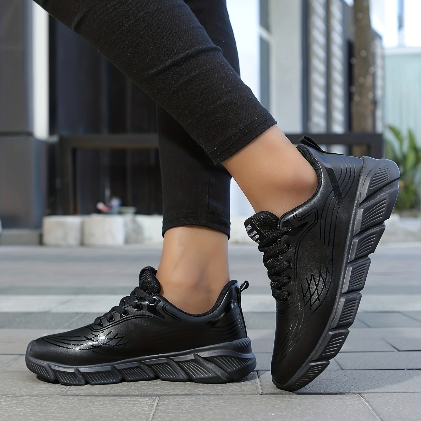 Zapatillas deportivas negras para correr para mujer, zapatillas de