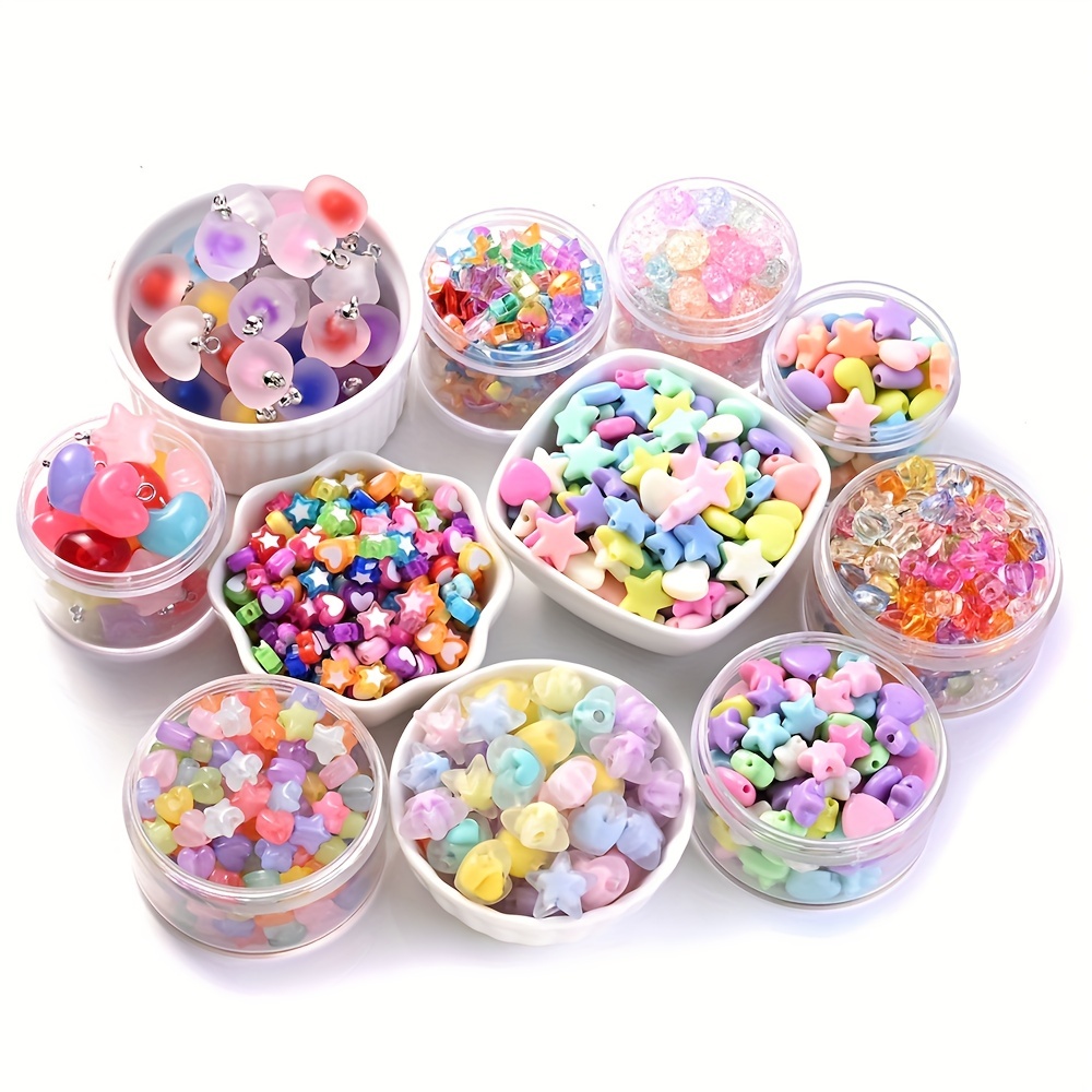 Acrylic Beads Candy Color Heart Star Loose Spacer Beads For - Temu