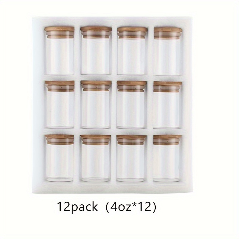 12 Pack 6oz Glass Spice Jars With Bamboo Lids, Labels And Markers, Portable  And Clear Food Containers For Tea, Coffee Beans, Sugar, Candy, Biscuits,  Spices, Kitchen Supplies