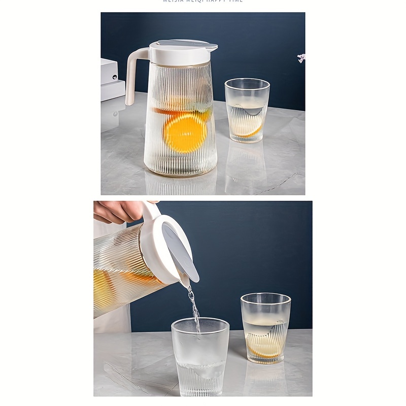 1pc, Glass Pitcher With Lid, 60.87oz Heavy Duty Water Pitcher, Drink  Carafe, For Hot And Cold Beverges, Drinkware, Glass Cup Available