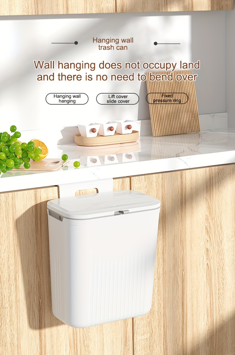 Hanging Trash Can Large Capacity 7/12L Garbage Can Wall Mounted