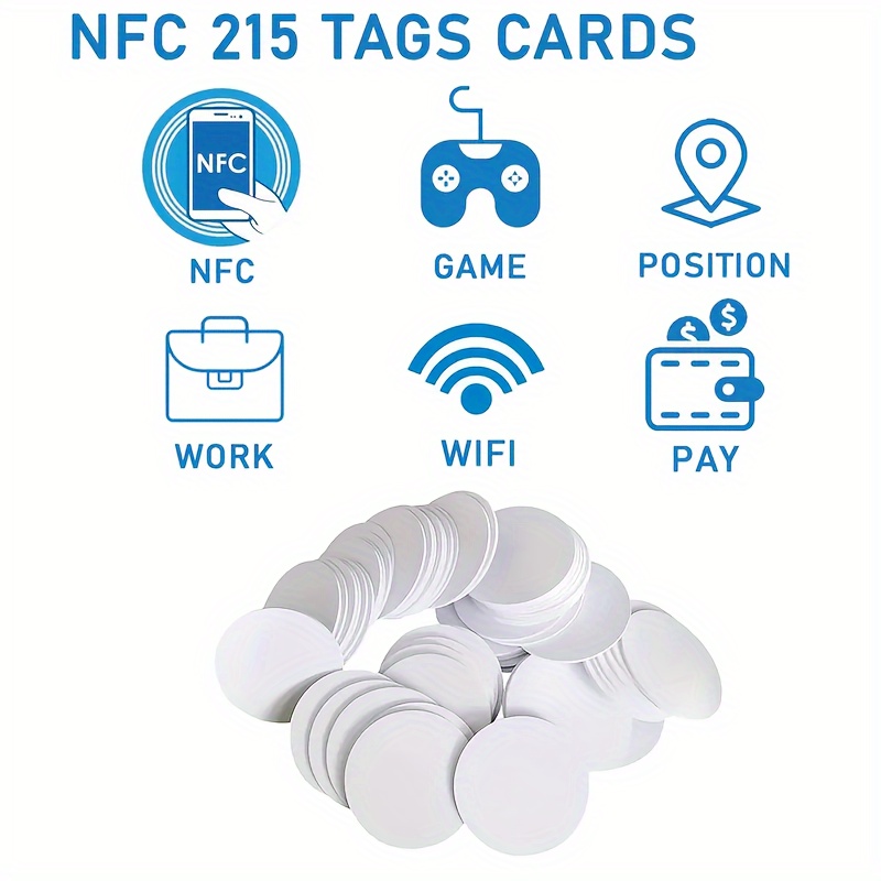 Origin-Joy 60 PCS NFC Tags, NTAG215 Round NFC Tag, 25mm (1 inch) 504 Bytes  Blank Labeling Tags, Compatible with TagMo Amiibo and NFC-Enabled Mobile