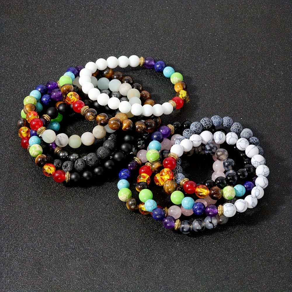 Natural Gemstone 4/6/8mm Round Beads Handmade Stretchy Bracelet Healing  Reiki 