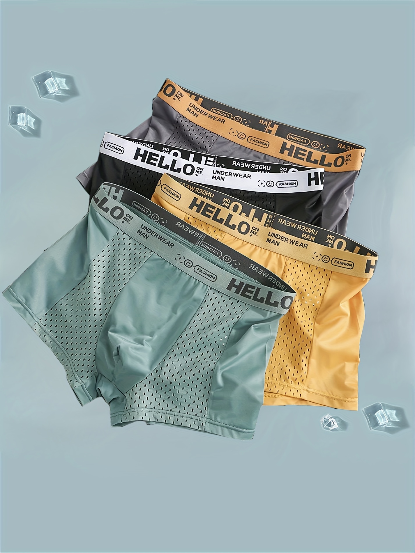 Men's Ice Silk Cool Soft Comfy Boxers Briefs Underwear Mesh - Temu Canada