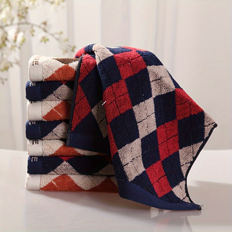 1pc Checkered Pattern Bath Towel Or 1pc Face Towel, Absorbent Towel For  Bathroom