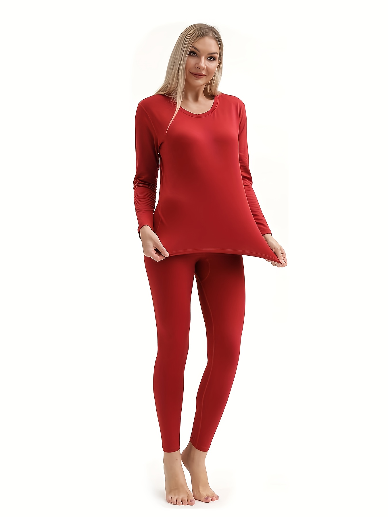 Sports Thermal Underwear Women's Large Size Seamless Round Neck Tight  Heating Autumn And Winter Ski Thermal Suit Long Johns